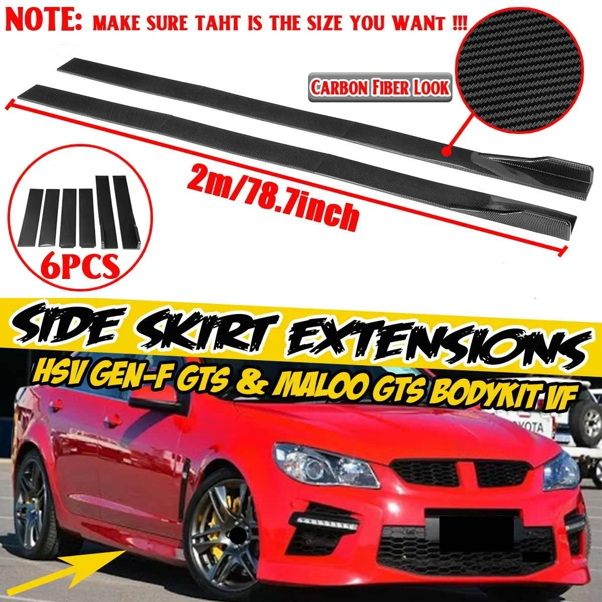 Universal 2m Car Side Skirts Winglet Splitters Lip Extension For BMW For Benz For VW For Audi For Ford For PEUGEOT For SEAT LEON