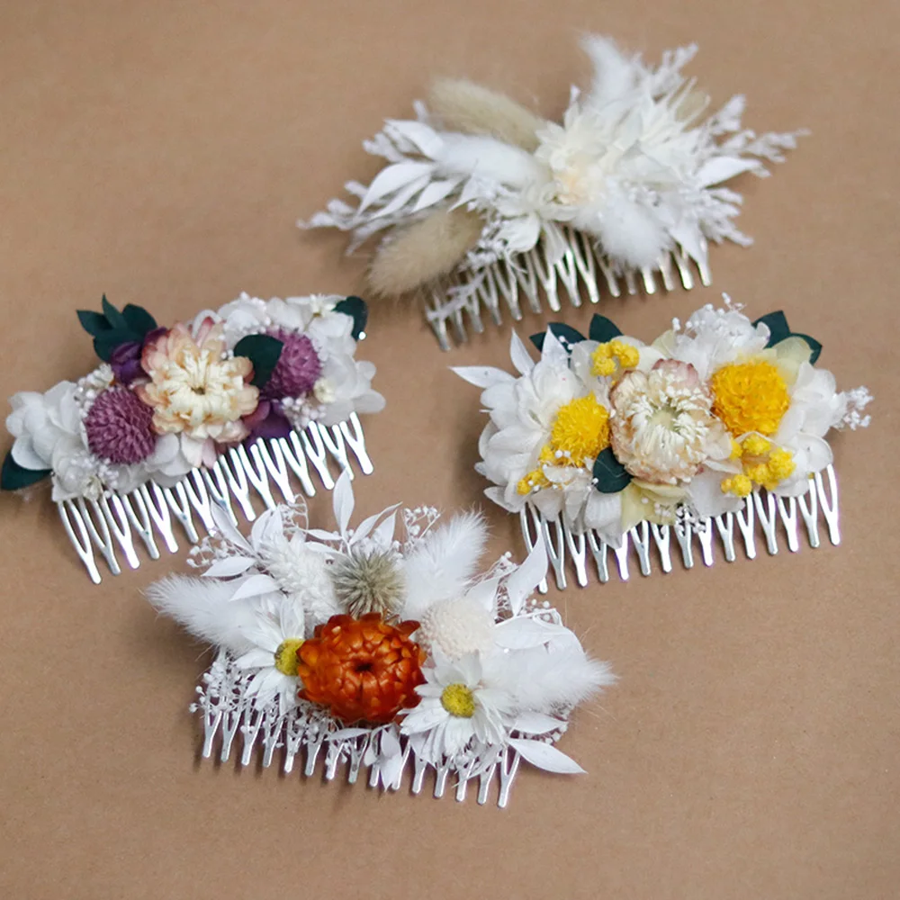 Lychee Life Artificial Flower Hair Comb for Women Asia Festival Costume Accessories Brides Tiaras and Headdresses Hair Clip