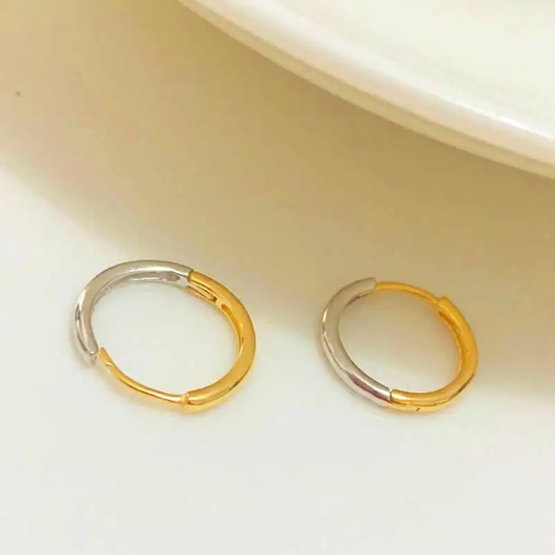 Pure 18K Multi-tone Gold Earrings Women AU750 Gold Hoop Earrings