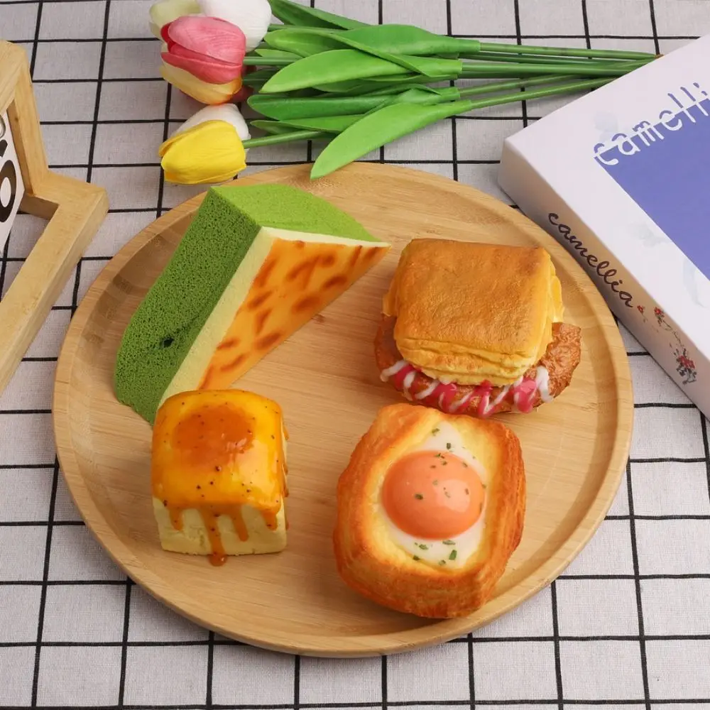 Simulation Food Baked Food Pinch Toy Croissant Puffs Cheese Cake Dessert Shaped Squeeze Toy PU Fried Egg Slow Rebound Toy