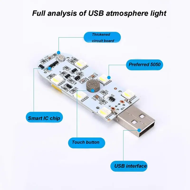 LED Flashing Lights For Car High Brightness 7 Colors LED Anti-Collision Light USB Rechargeable Ambient Welcome Light Sensor