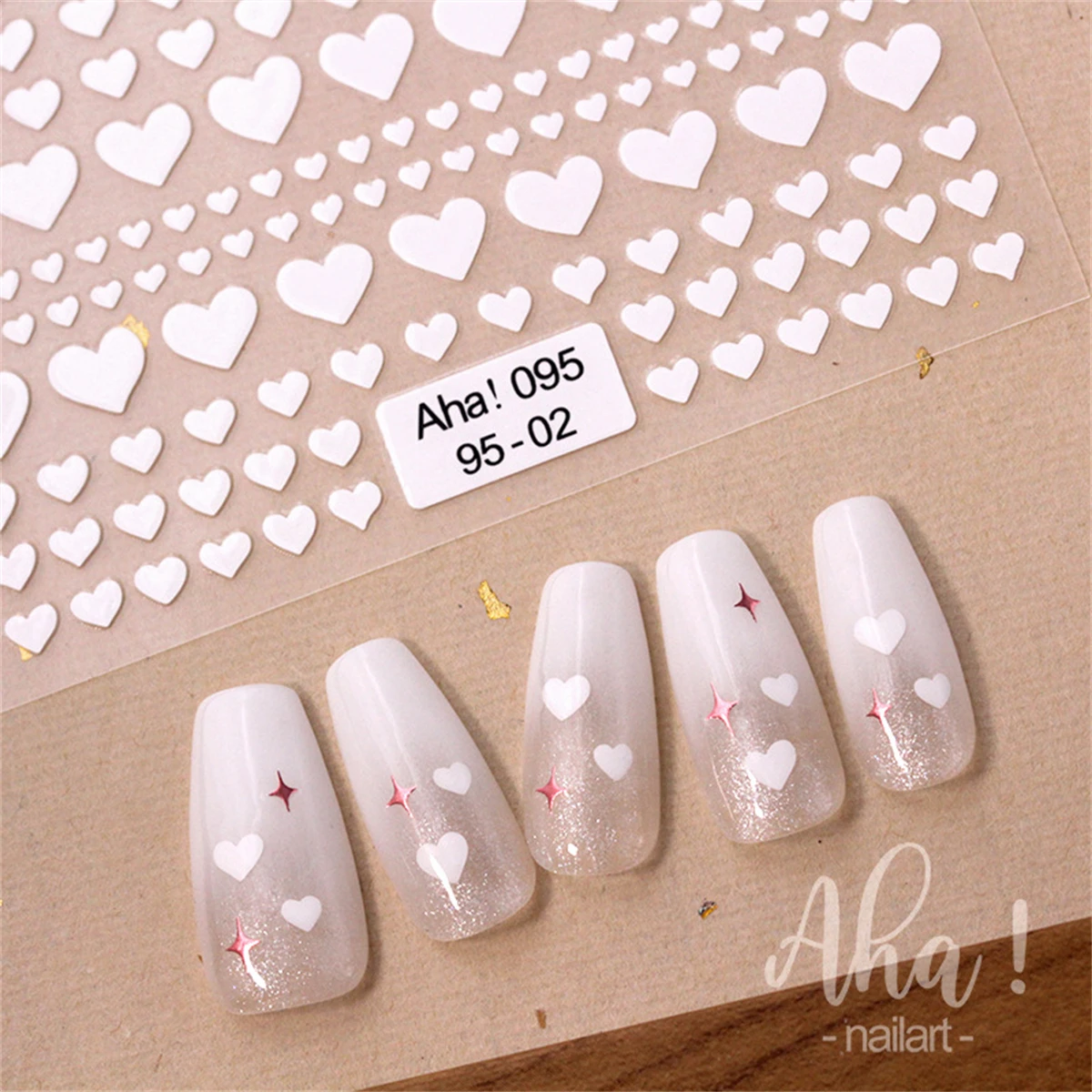 1pcs 3D Kawaii Heart Nail Art Stickers Colorful 3Sizes Love Self Adhesive Nail Decorations Slider Decals DIY Manicure Supplies