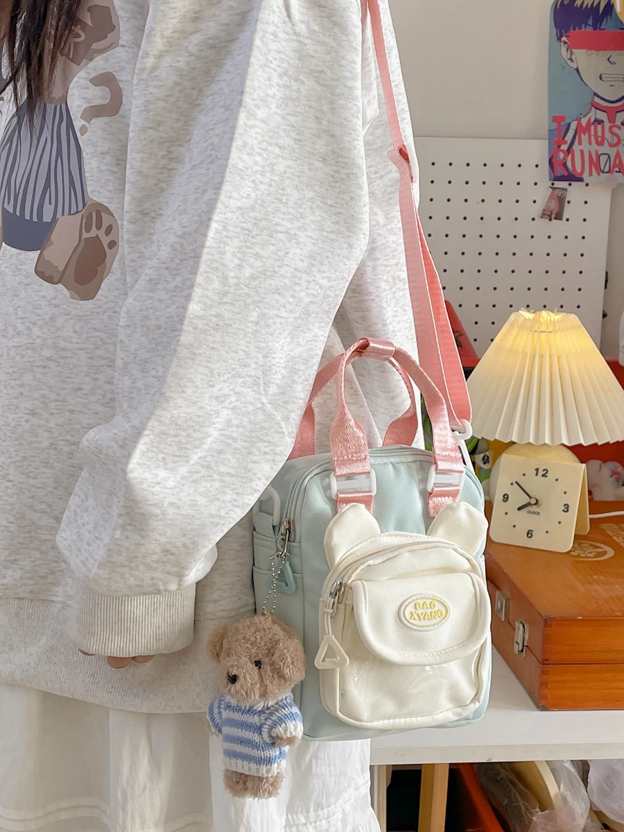 Cute Dopaamine Color Block Small Crossbody Bag Casual Travel Versatile Single Shoulder Sling Bag for Female Students