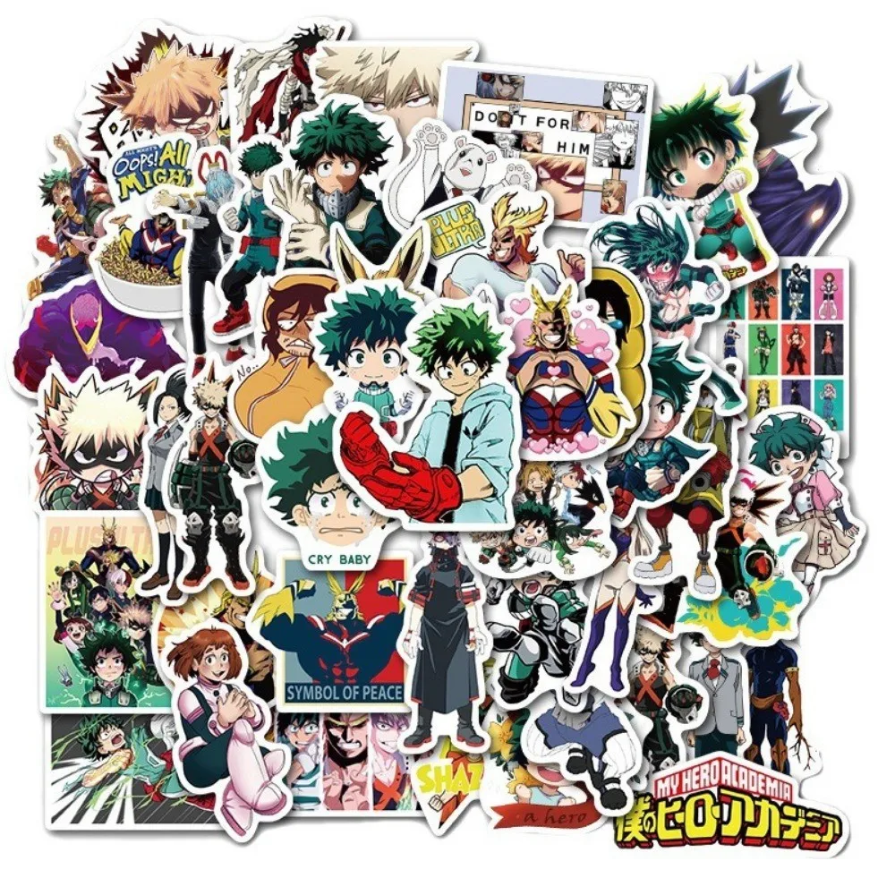 ملصقات الرسوم المتحركة اليابانية My Hero Academia - شارات PVC مقاومة للماء لألواح التزلج والكمبيوتر المحمول (LanLanStickersWorld Store)