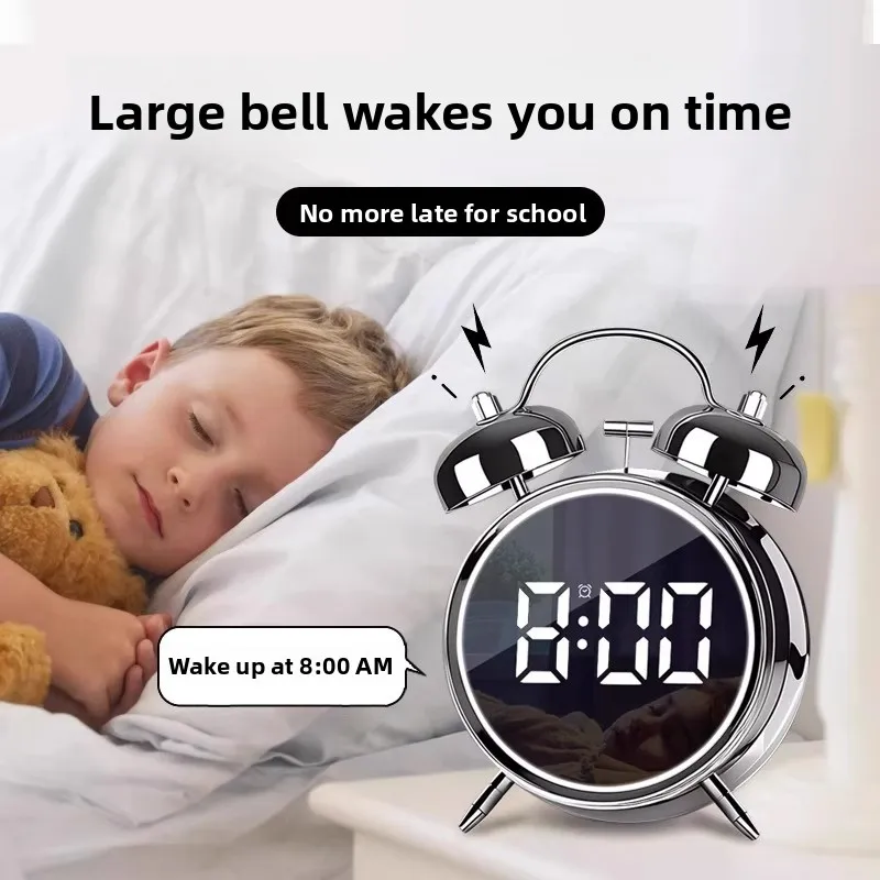 High-End Smart Alarm Clock Powerful Wake-Up Tool for Troubled Students Middle Schoolers Super Loud Strong Wake-Up Metal Clock
