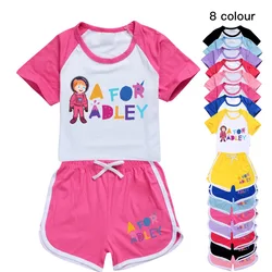 A for Adley 3D Print T-shirt Shorts Leisure Sports Suit Girls Clothing Set Baby Boys Homewear Suit Big Kids Summer Tshirt