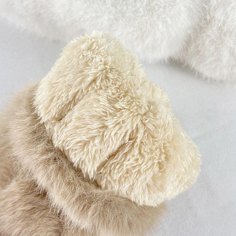 Women Winter Outdoor Keep Warm Double Layer Thickened Solid Gloves Imitation Mink Velvet Cute Lovely Soft Mittens