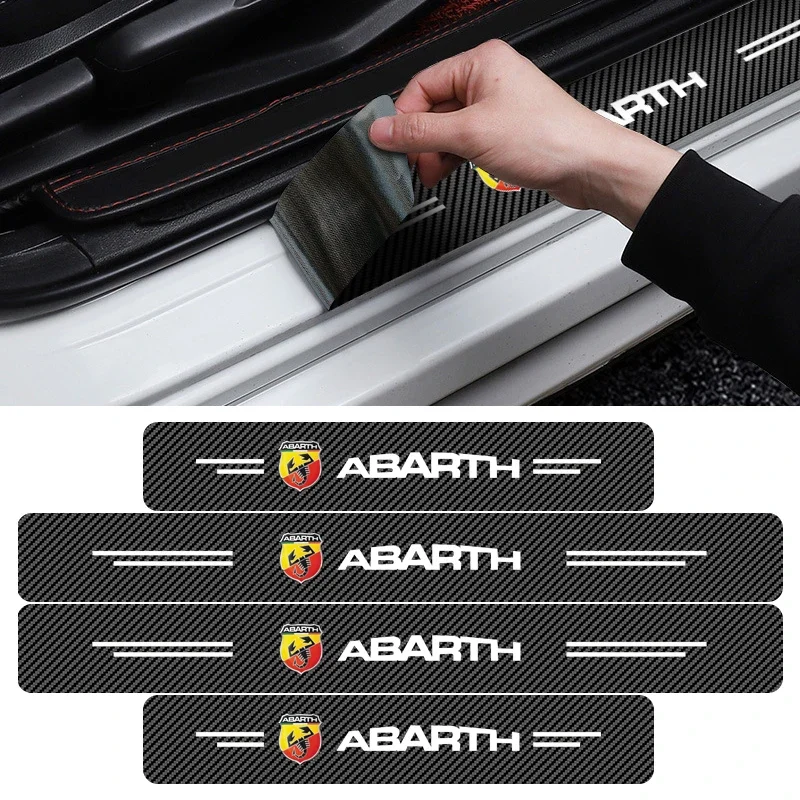 4pcs Door Sill Scuff Protection Strip Suitable for Abarth 595 124 Spider 500 Car Threshold Trunk Decoration Accessory