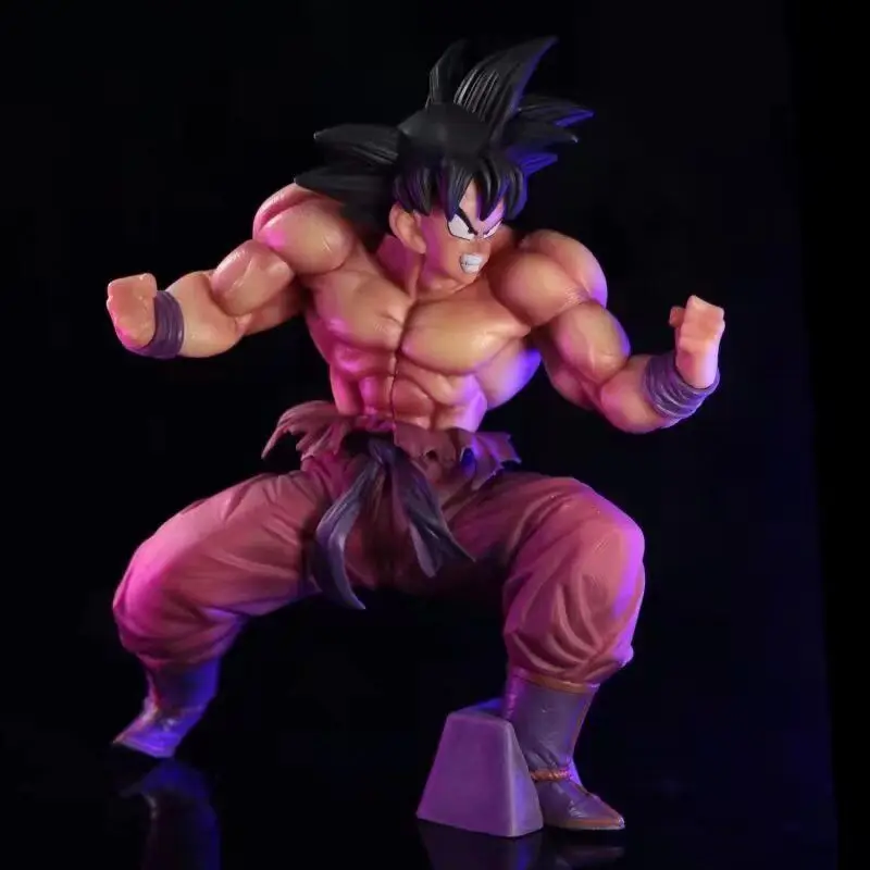 Anime Dragon Ball Figures Triple Kaiouken Black Haired Goku Squatting Posture Figurines Statue Doll Model Kids Toys Fans Gifts