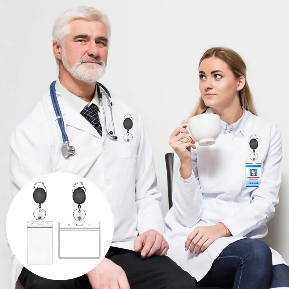 Badge Reel ผู้ถือบัตร Heavy Duty Badge ผู้ถือกันน้ํา Badge Reel ผู้ถือ Heavy Duty Retractable Key Ring โลหะป้องกันการสูญหาย