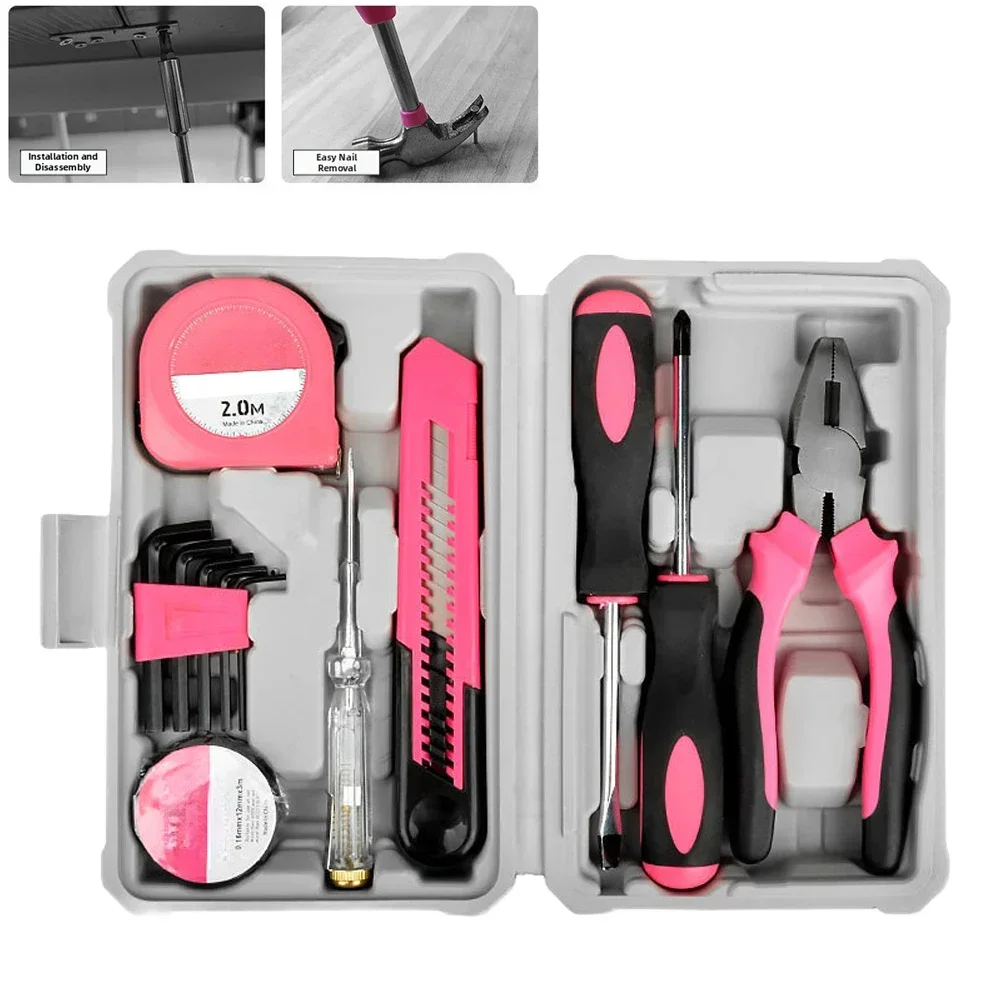 Heavy Duty Household Tool Kit With Multi Function Tools Hand Tool For Home Hammer Wire Cutter Wrench Tape Measure Home Tool
