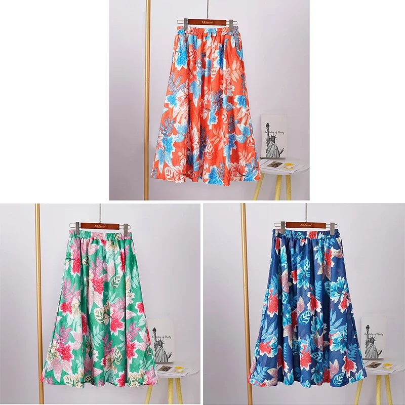 

Floral Half-body Skirt Women 2025 Spring And Summer New Long Section Cover Crotch Thin Elastic Big Swing Skirt Ladies Half Dress