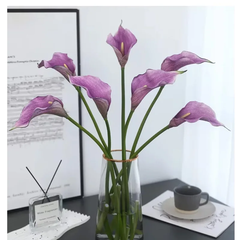 

10Pcs Artificial Flowers EVA Calla Lily Wedding Bridal Bouquet Calla Flowers Birthday Party Event Decor Home Flower Arrangement