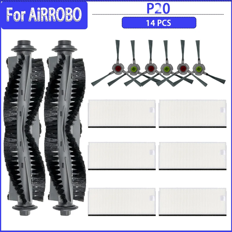 For AiRROBO P20 Vacuum Cleaner Replacement Spare Parts Roller Side Brush HEPA Filter Replacement Spare Parts Accessories