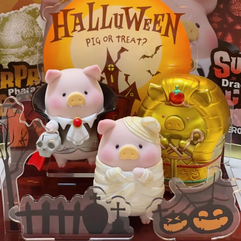 

Genuine Lulu The Piggy Surprise Can 2 Halloween Action Figure Pumpkin Lu Model Vampire Frankenstein Figure Ornament Gifts Toys
