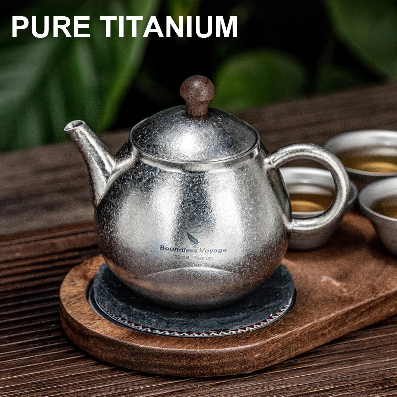 

Pure Titanium Ice Flower Tea Pot, Large Capacity Kung Fu Tea Set, Portable Antibacterial Camping Picnic Travel Home Coffee Pot