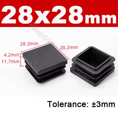 Black Square Pipe Tube Cap Plastic Tubing End Cover Glide Insert Blanking End Plugs Bung 10/13/15/16/18/19/20//22/23/25/28-200mm - Image 7