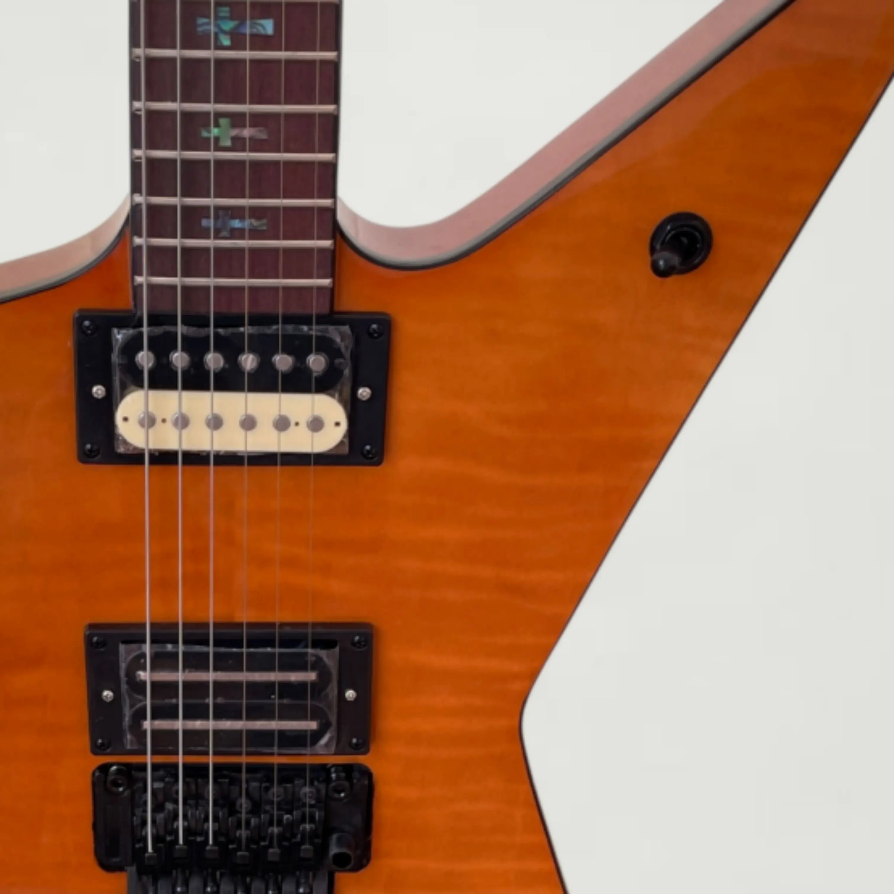 New Amber Orange Wood Grain High Gloss Electric Guitar, Abalone Inlays Guitars,Rosewood Fingerboard, Mahogany Body Guitarra