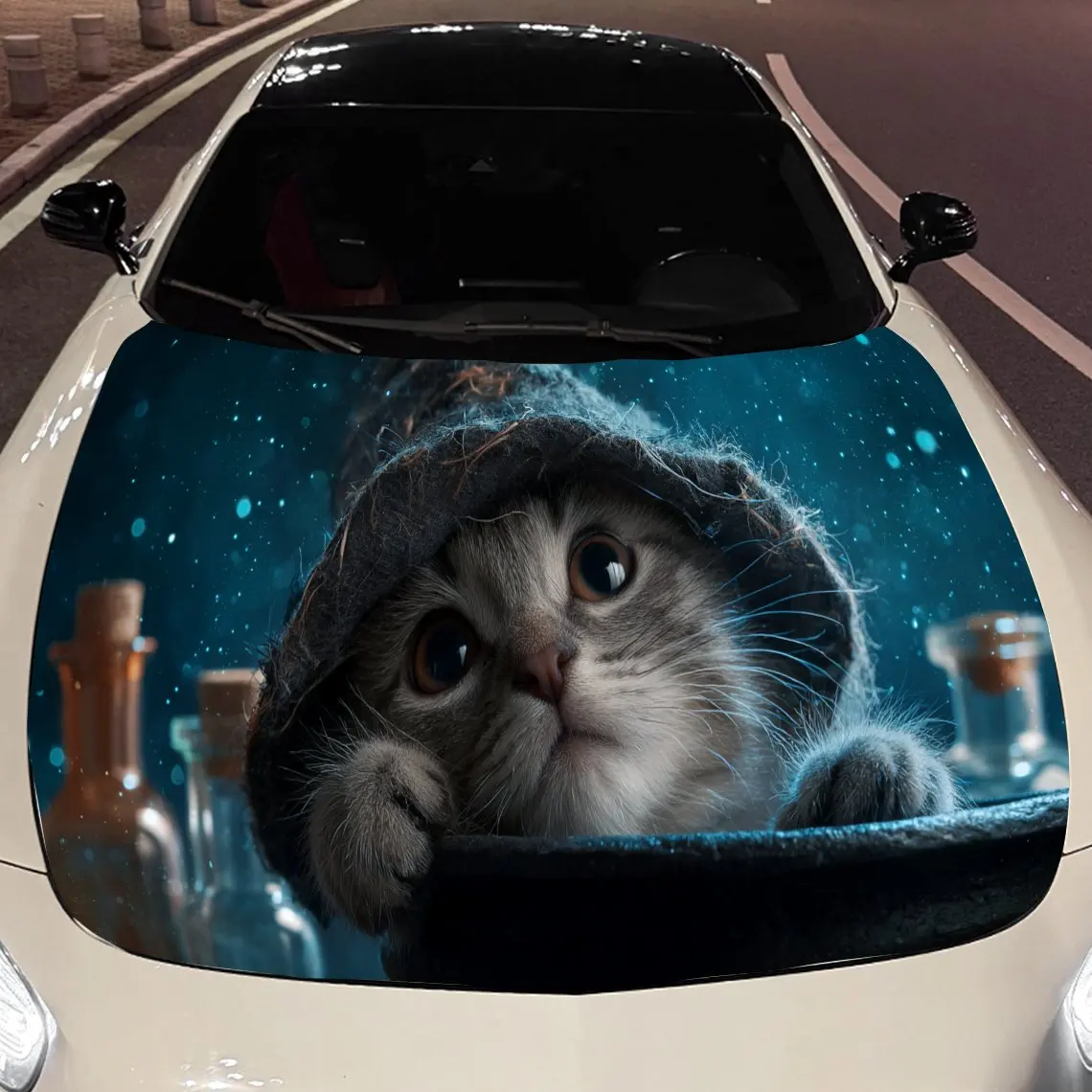 

Милая наклейка на капот двигателя автомобиля на Хэллоуин, виниловые обертывания, водонепроницаемая самоклеящаяся наклейка на автомобиль, прочная и устойчивая к царапинам