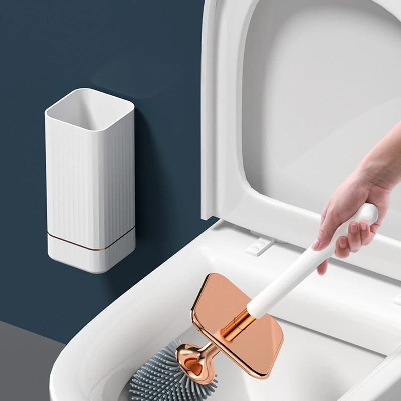 Scopino per wc con manico lungo con Base di scarico Set di spazzole e supporti per la pulizia della toilette a parete accessori per il bagno