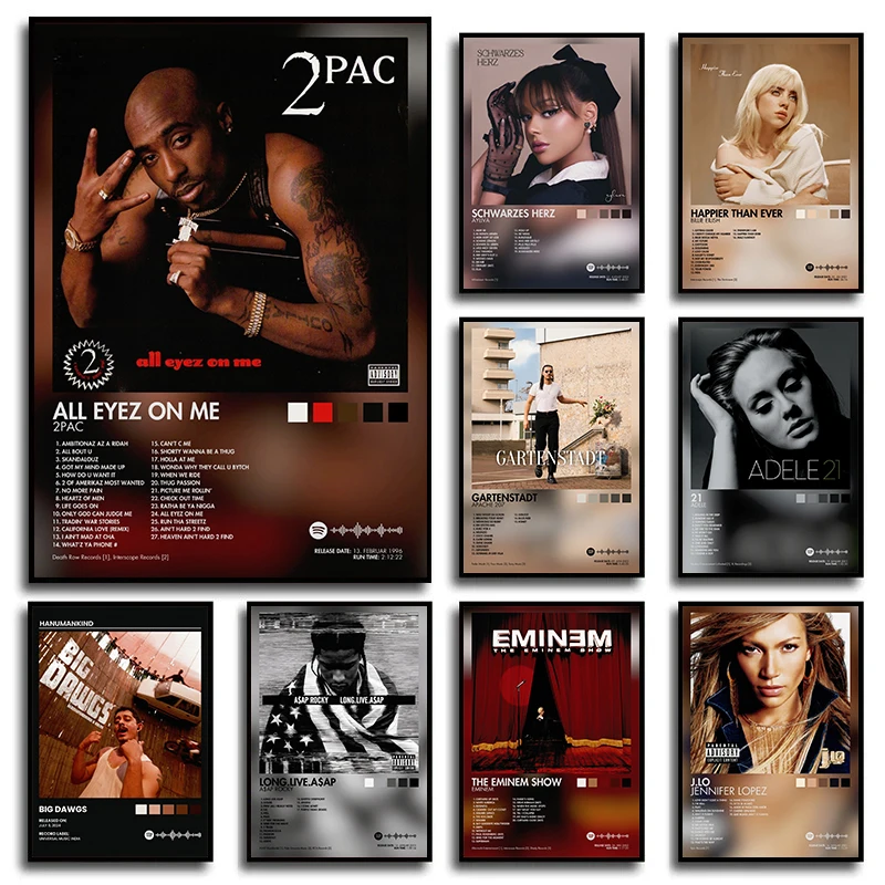 Modern Pop Rap Wall Art Hip Hop Artist Male Female Singer Poster Hot HD Painting on Canvas Music Album Cover Home Decor Gift