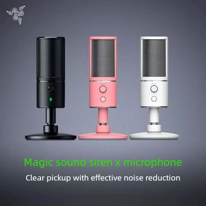 

Микрофон Razer Seiren X USB для стриминга, профессиональный, со встроенной антивибрационной подставкой, суперкардиоидная диаграмма направленности, анодированный алюминий