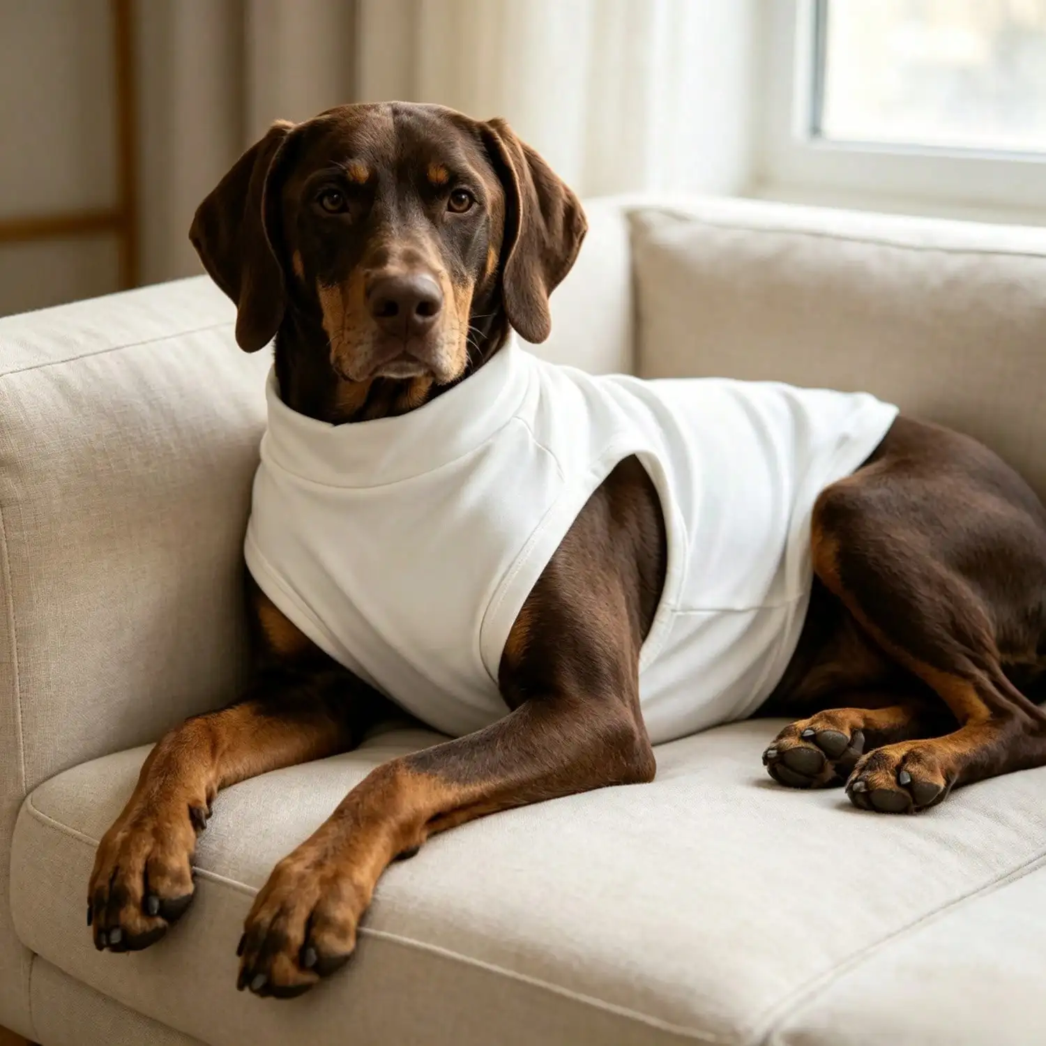 Ärmelloses Rollkragen-Hundeweste für große Hunde, weiche Strickkleidung für Haustiere mit niedlichem Bären-Applikationsaufnäher, warmes Hausoutfit – Detail 12