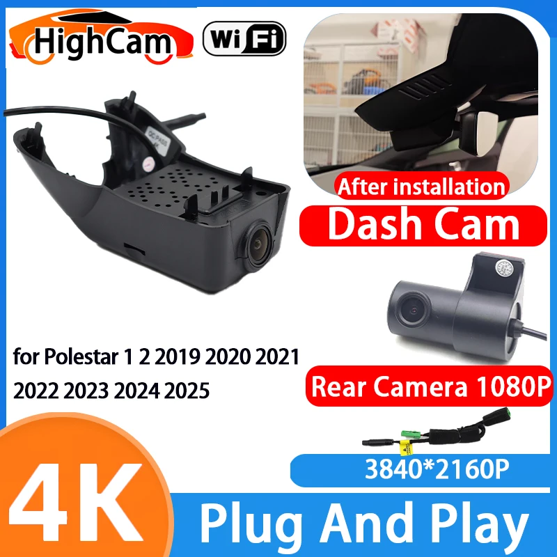 HighCam for Polestar 1 2 2019 2020 2021 2022 2023 2024 2025 4K Wifi G-Sensor Car DVR Video Recorder Dash Cam Front Rear Camera