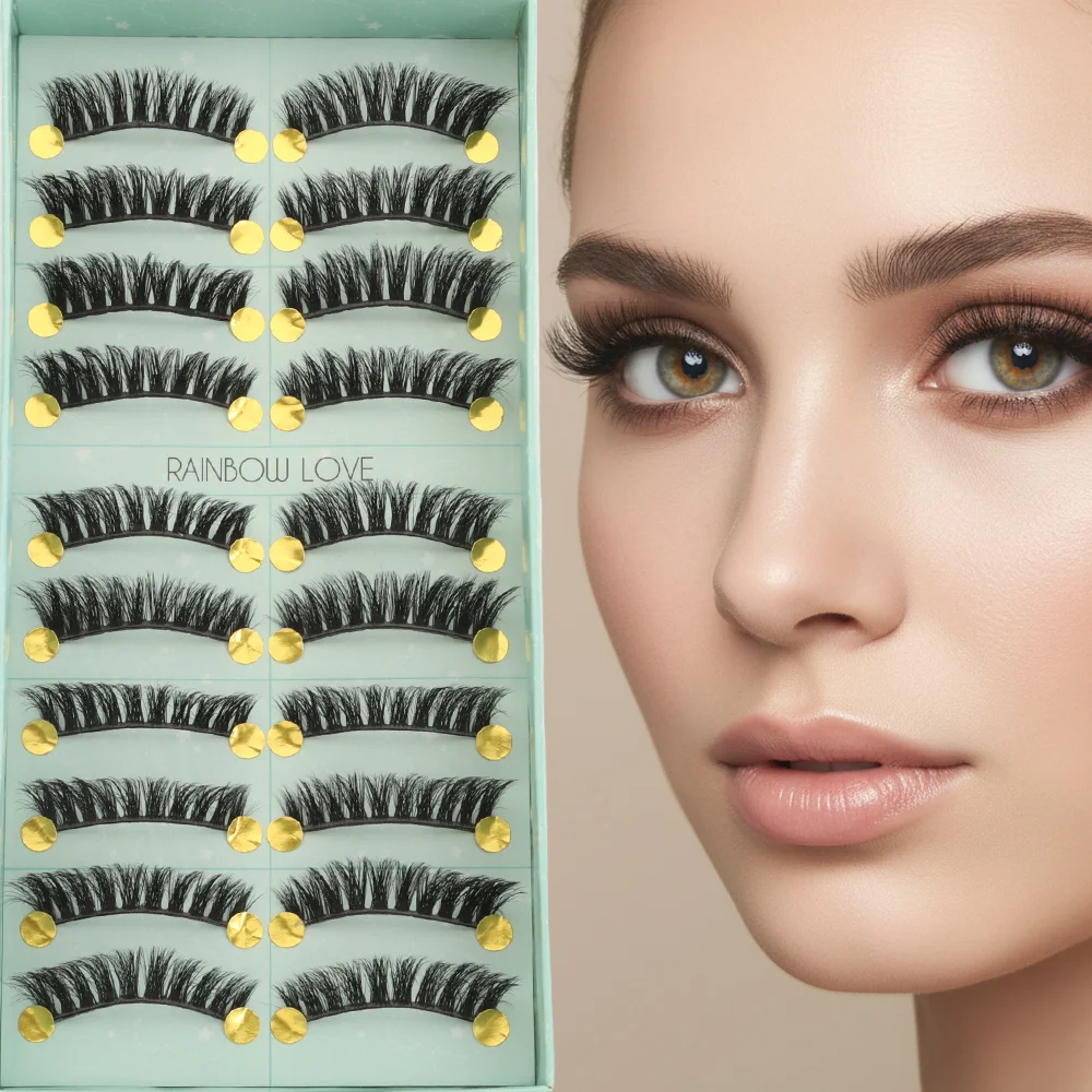 Faux cils volumineux et naturels pour femmes, faits à la main, sans cruauté, outils de maquillage pour les yeux, extensions de cils