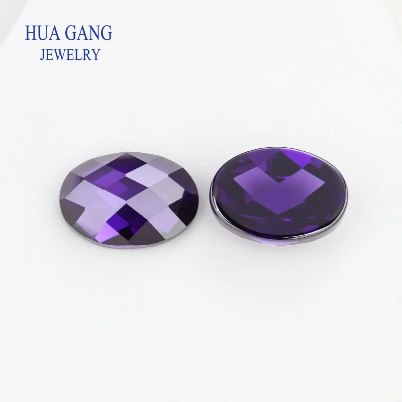 Synthetic Gem Stone Oval flat bottomed checkerboard Cubic Zirconia For Jewelry Making