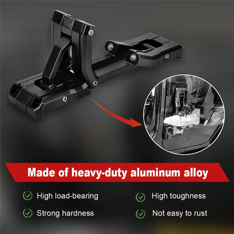 2/4 Door Before and After Side Ladder Pedals for Jeep Wrangler JK/JL 2007-21 Aluminum Alloy Folding Ladder Pedals Black