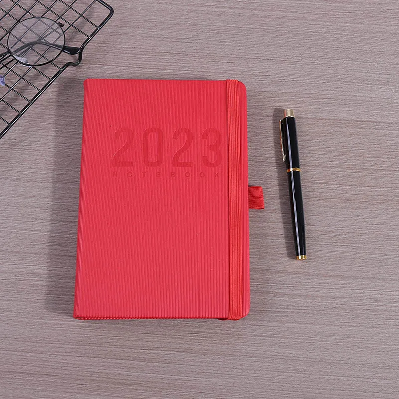 2024 New English Version Agenda Book A5 Planning Book 365 Day Clock in Diary Book Leather Laptop Exercise Book study supplies