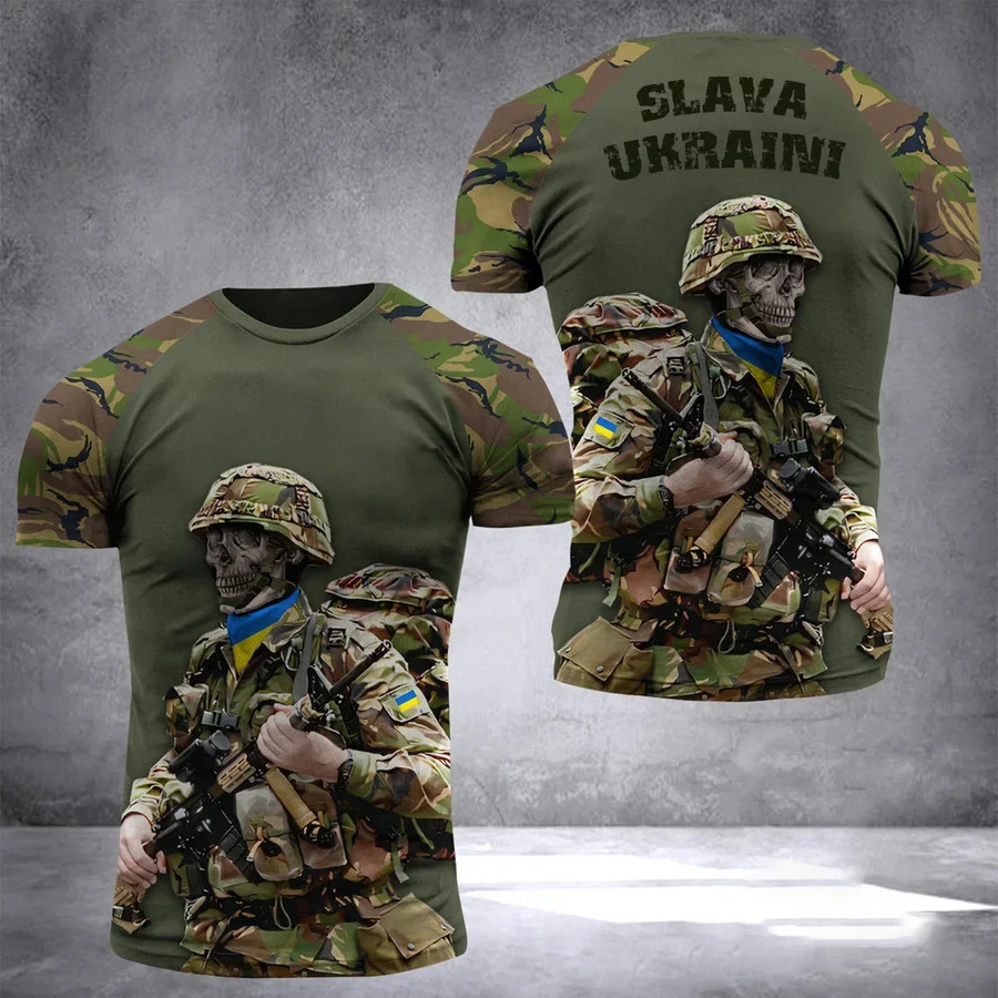 Ukraine Flag Tshirt 3D Print Men Women Ukrainian Army Camouflage Short Sleeve t shirts streetwear O-neck T-shirt Unisex clothing