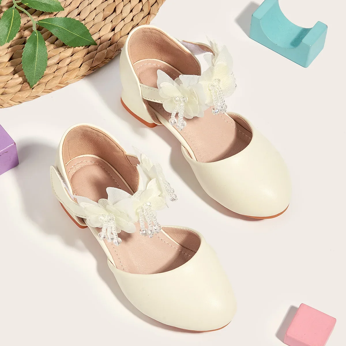 

New Children's Pointed-toe Anti Slip Performance Children's Leather Shoes Fashion Flower Tassel Baby Girl's Princess Shoes
