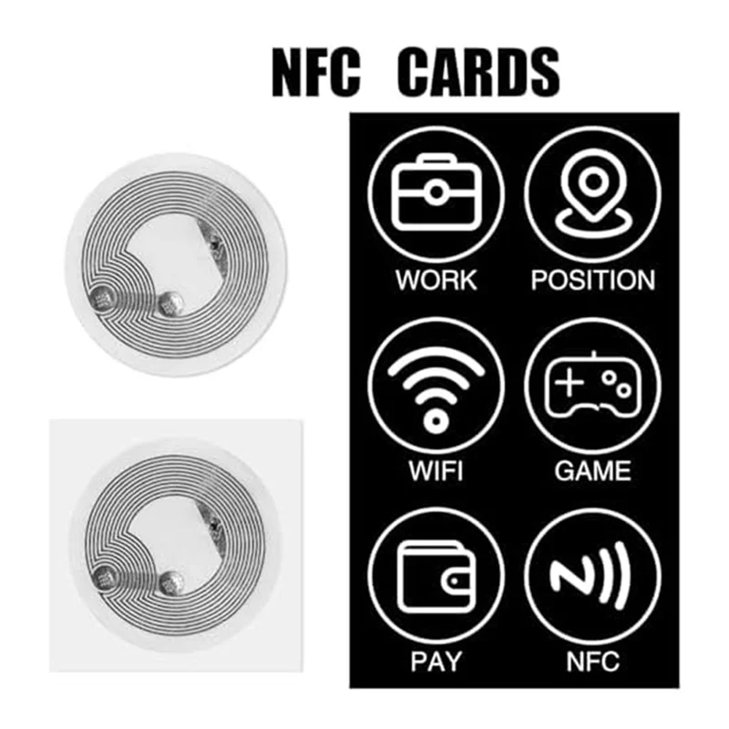 

AS95-60 шт. NFC-наклейки NFC-тег чип перезаписываемая NFC-тег, совместимая с поддержкой NFC, мобильные устройства, белый цвет