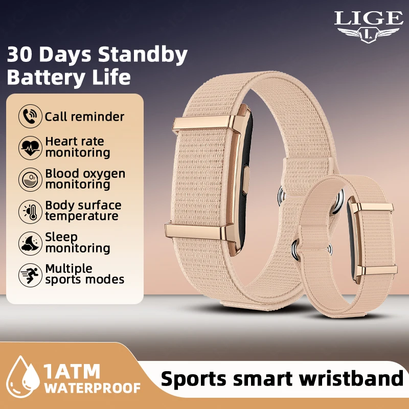 

LIGE Health Smart Wristband Long Battery Life Call Reminder Heart Rate GPS Tracker Sport Fitness 1ATM Waterproof Smartwatch Band