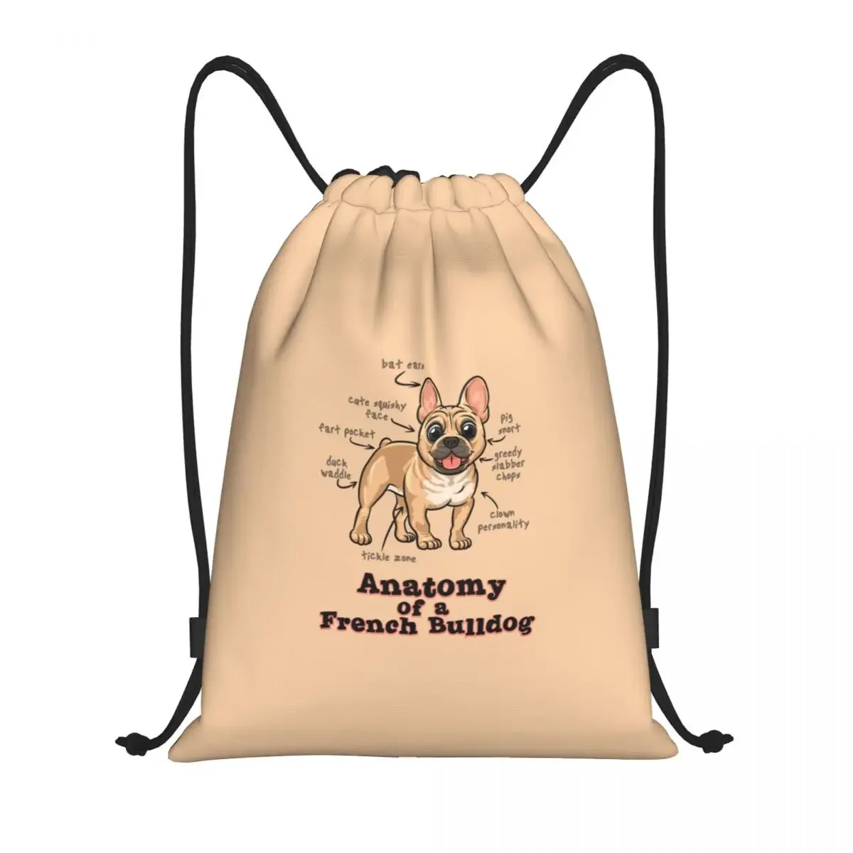 The Anatomy Of A French Bulldog Drawstring Backpack Bags Women Men Lightweight Dog Animal Pet Gym Sports Sackpack Sacks for Yoga