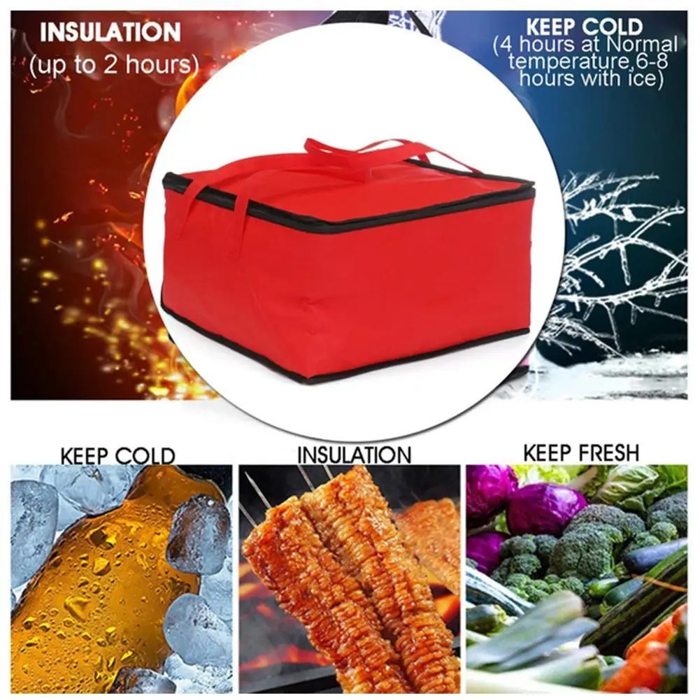 Waterproof Insulated Bag Cooler Folding Picnic Portable Bag Pizza Bag Food Pack Bag Camping Ice Hiking Delivery Thermal Foo G8P5