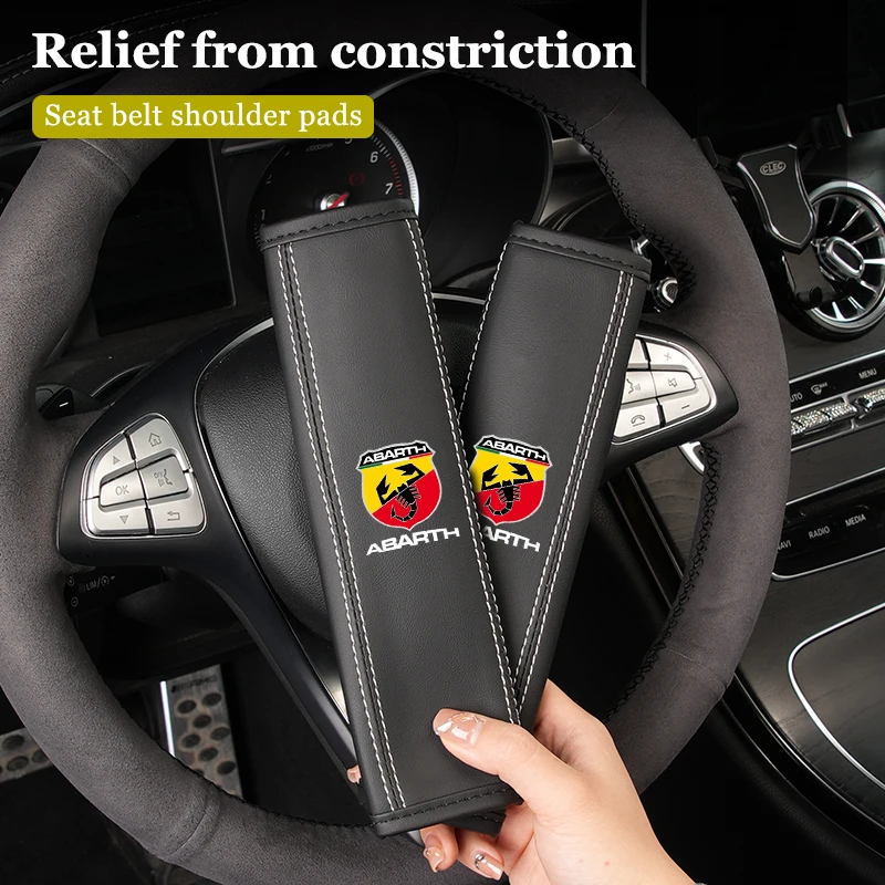 Car Seatbelt Shoulder Cover Leather Protector Pad Accessories For FIAT Grande Punto 500 Abarth Tipo Panda Ducato Freemont Doblo