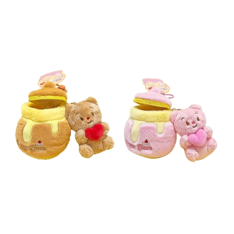 Q0KB Butter Bear Schoolbag Pendant Keychain Large Bear Funny Sweet Bear Cartoon Charm for Boys Girls Vending Machine