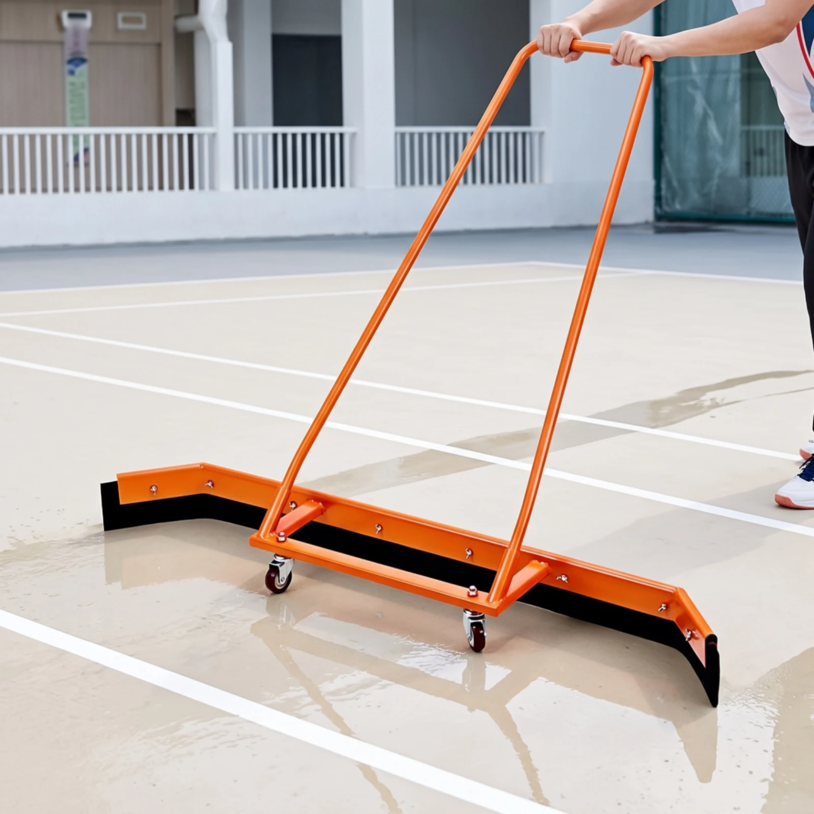Water Scraper with Wheels Industrial Rolling Floor Squeegee Floor Squeegee Large Multi-Surface for Court Cleaners, Sports Courts