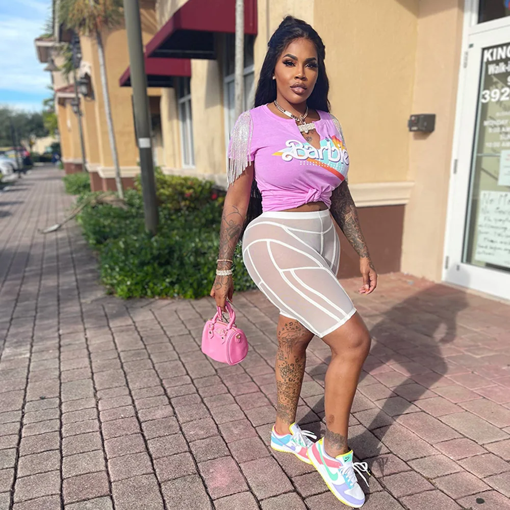 Letter Print T Shirt for Women Fashion V Neck Slit Short Sleeve Tees Summer Tops Y2k T-shirt 2023 New Drop Shipping Items