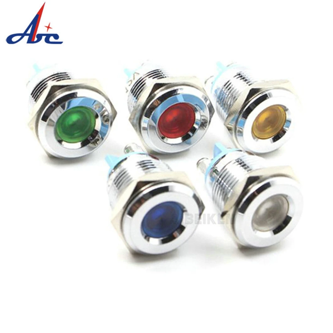 

ABILKEEN IB16B-CJ-D 16MM LED Metal Indicator Light 12V/24V/220V Industrial Signal Pilot Light with 2Pin Screw Terminal