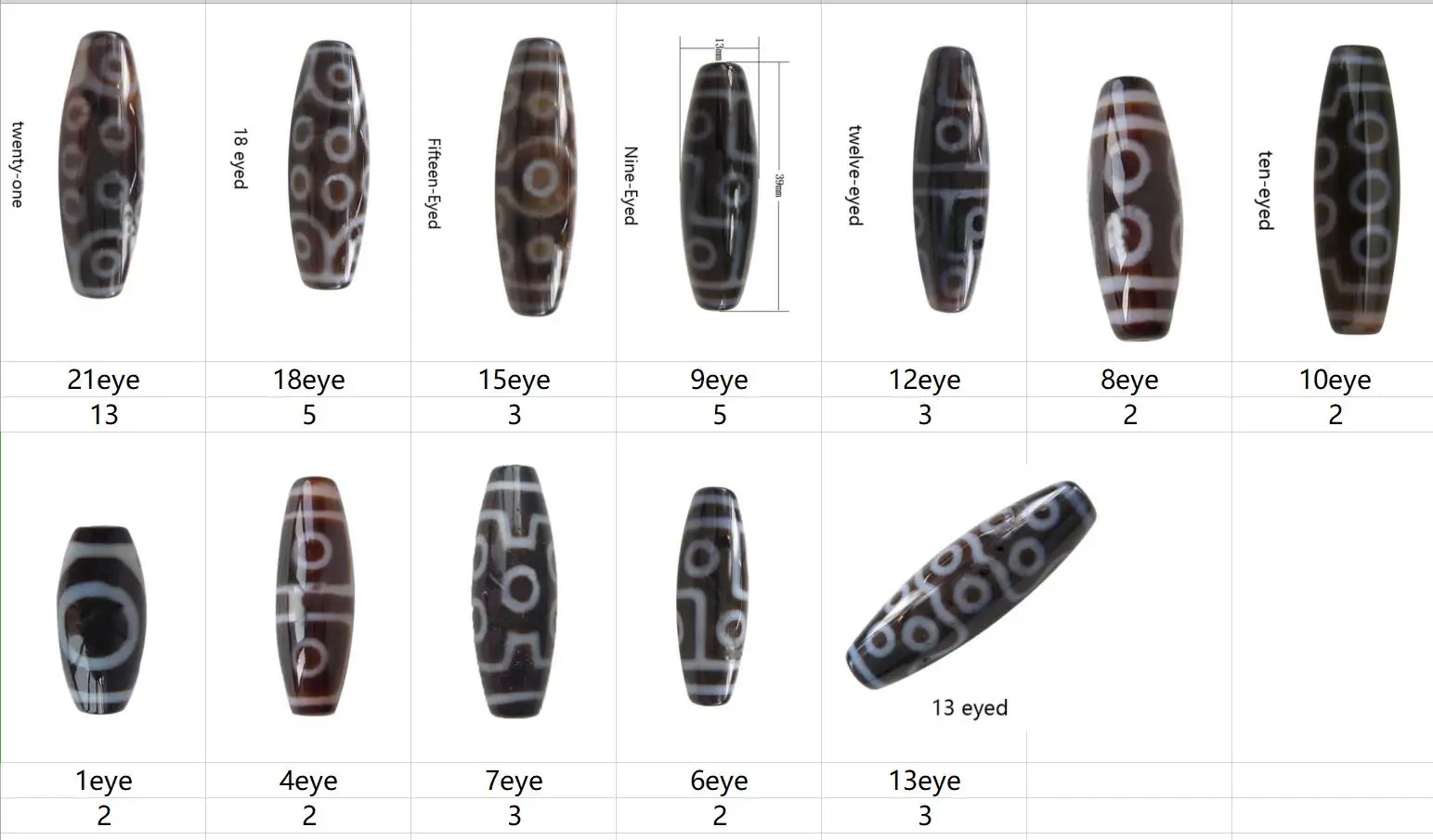 

45 piece Natural Tibetan agate onyx Dzi BeadsJewellery DIY & Unisex 30mm Sold By PC