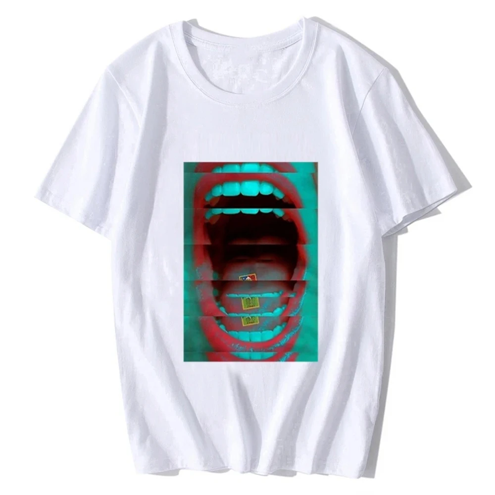 الرجال Lsd الشفاه حمض Mdma Xtc تريبي مخدر Vaporwave ضائع الشباب أحد عشر كالي باريس القطن تي شيرت الهيب هوب تيز القمم