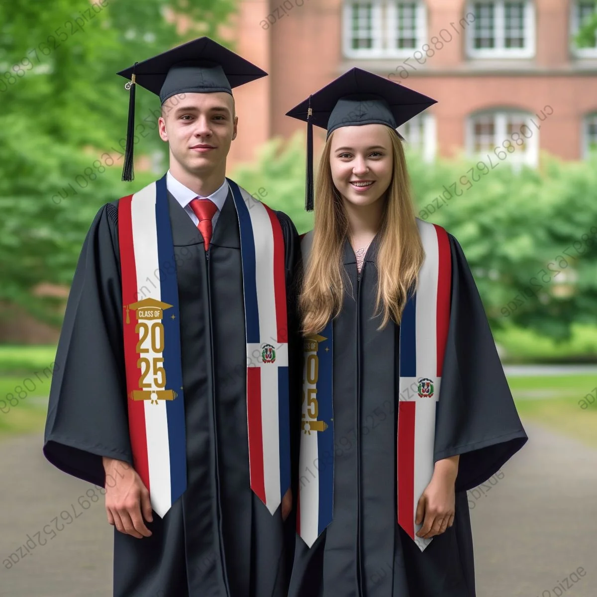 

New Dominican Republic Flag Unisex Top Print Graduation Stole Sash Adult Plain Graduate Honor Stole Class of 2025