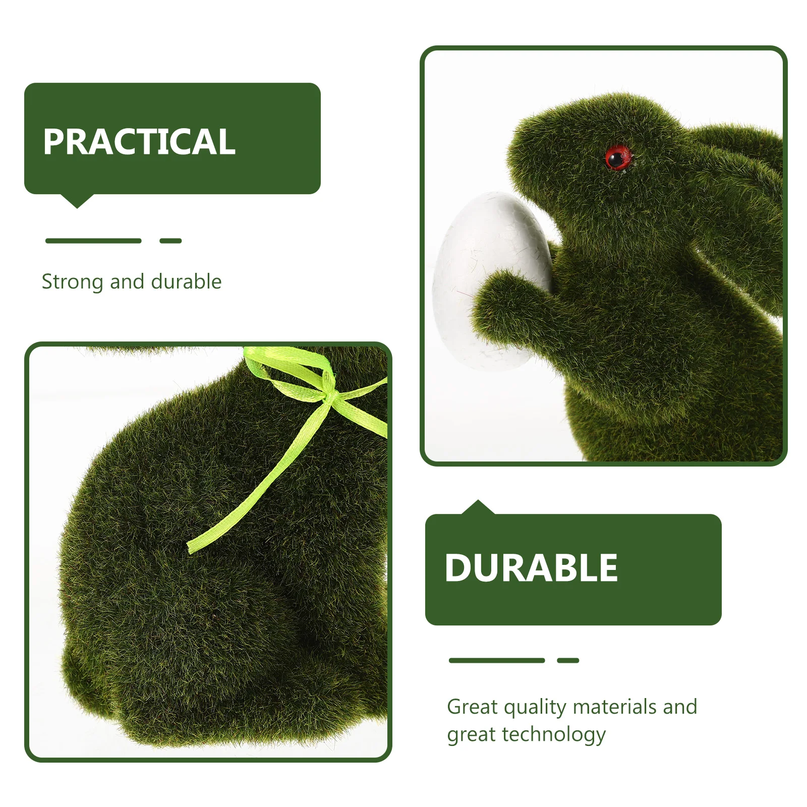 

3 Pcs Decorations Simulated Rabbit Ornament Bunny Figurines Lawn Moss Decorate Garden Craft Flocked Tabletop Sculpture Bunnies