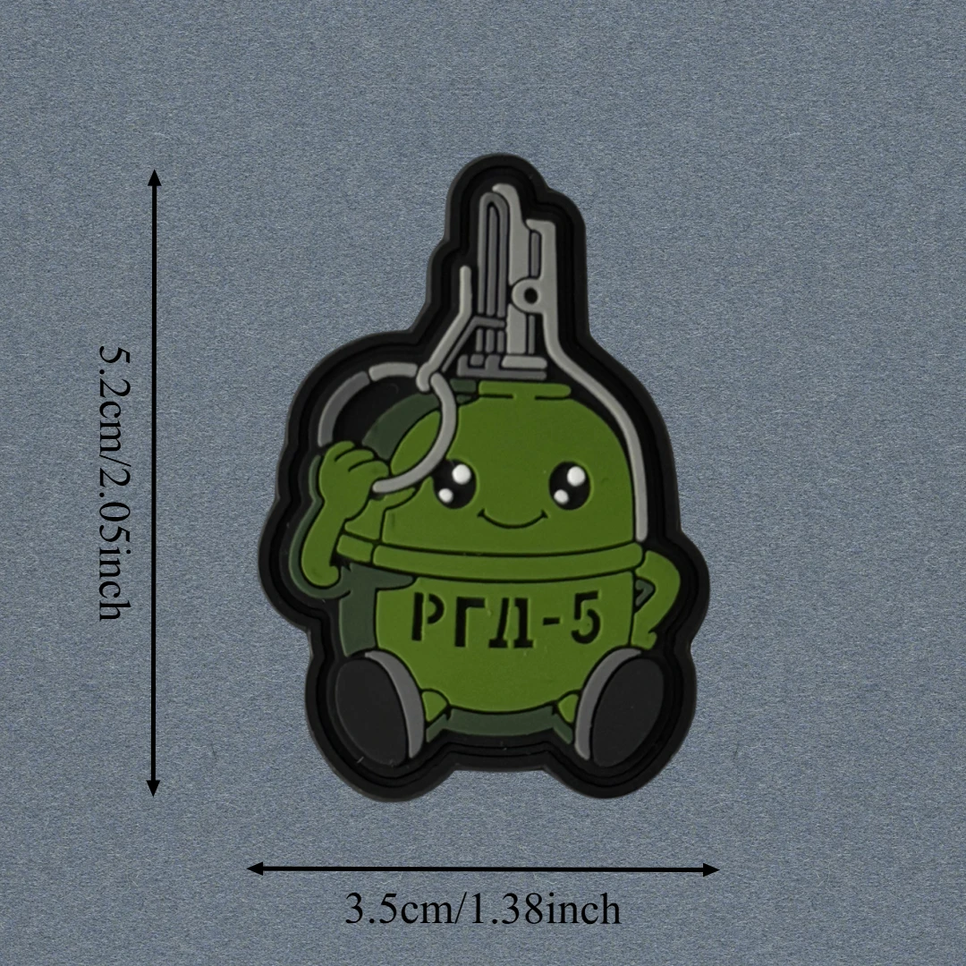 2/1PCS Cartoon Grenade Mine PVC Patch Tactical Hook&Loop Badge Backpack Decoration Morale Sticker Armband Patches for Clothing