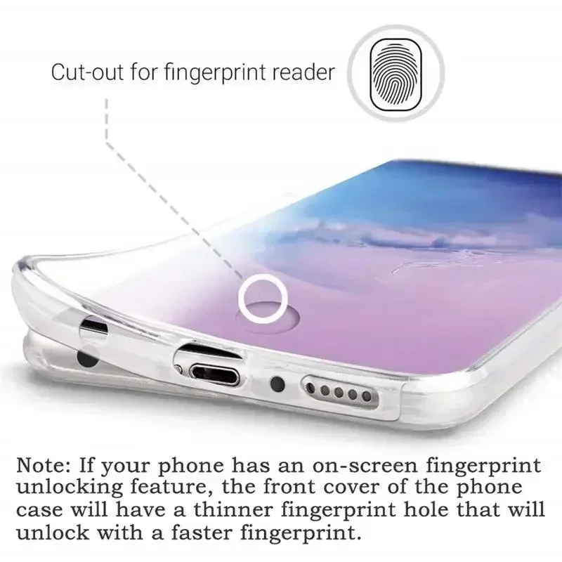 Funda de silicona para teléfono Samsung Galaxy S24 Ultra A24 A34 A23 A14 A05 A05S, 360 grados, frontal + trasero, cuerpo completo, transparente, PC +