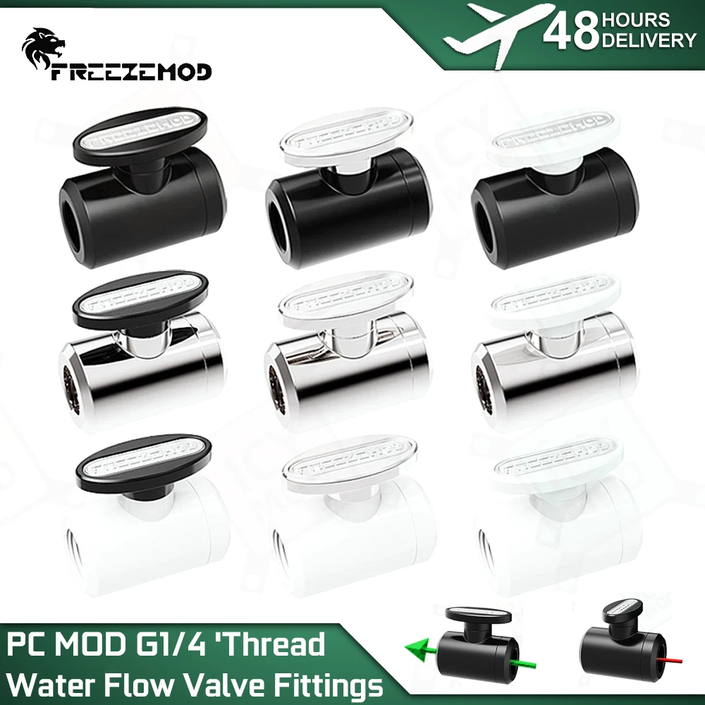 FREEZEMOD G1/4 Water Flow Valve Fitting Dual Female Thread Shut Off Switch for PC Water Cooling MOD FM-YGNSB
